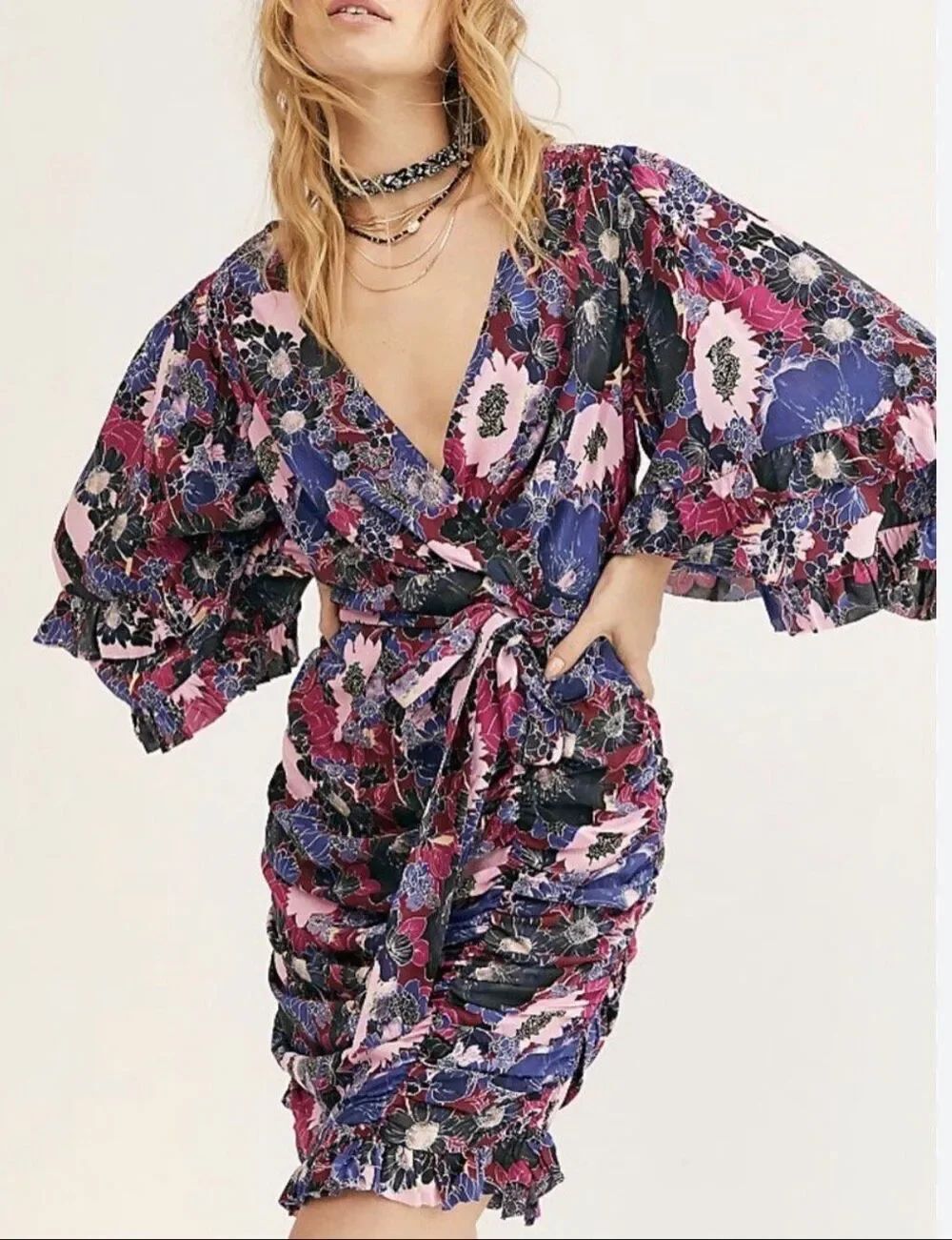 Free People Under Wraps Mini Dress | Magenta in 4 - Picture 2 of 13